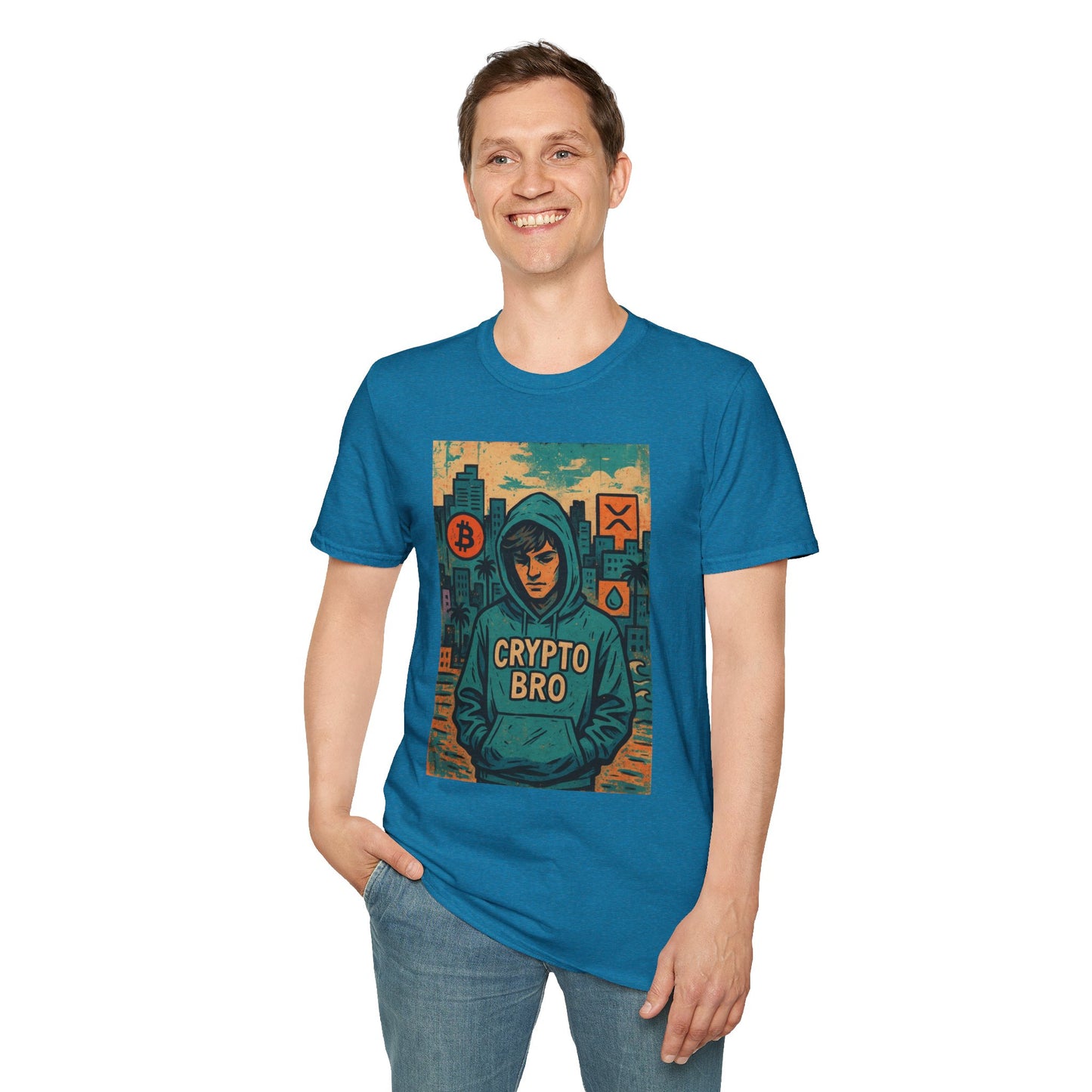 Crypto Bro Unisex Softstyle T-Shirt, Bitcoin Apparel, Cryptocurrency Gift, Casual Wear, Trendy Graphic Tee