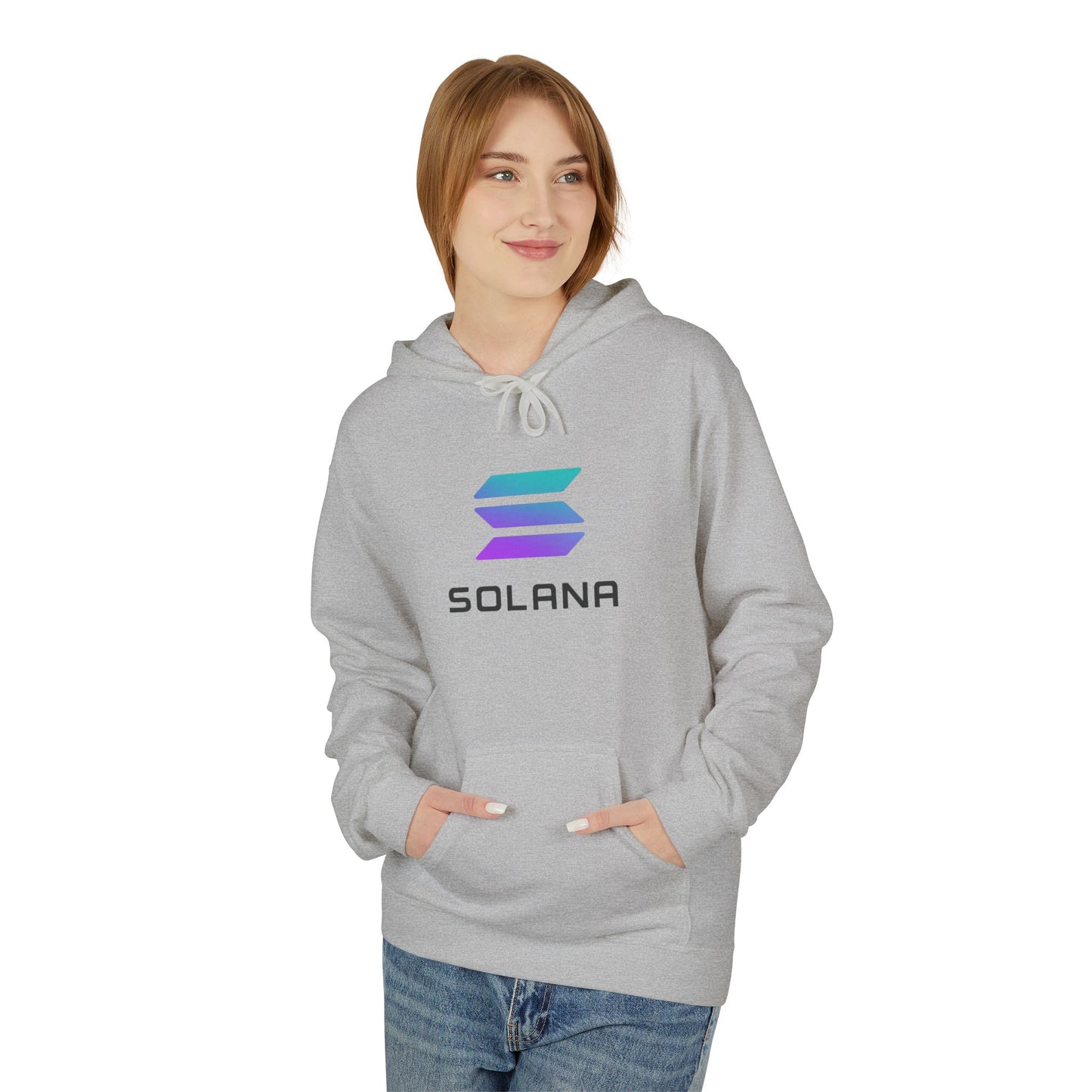 Solana Logo Fleece Hoodie | Cozy Midweight Sweatshirt for Fans, Unisex Gift, Casual Wear, Tech Enthusiast Apparel