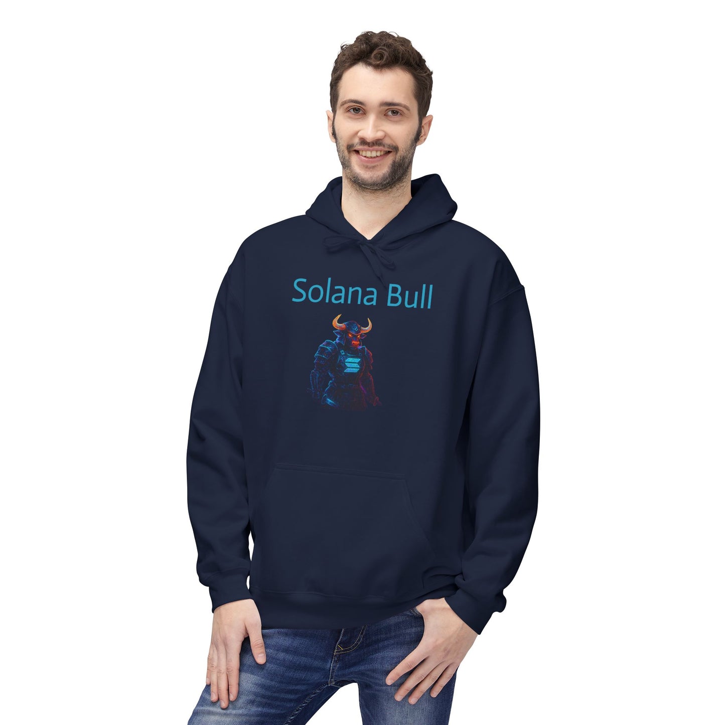 Solana Bull Graphic Hoodie | Unisex Midweight Fleece Sweatshirt | Perfect for Crypto Lovers & Casual Wear, Gift for Holidays, Cozy Apparel